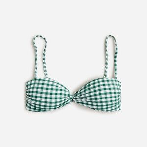 J.Crew Twist Front Bikini Top in Green Gingham Size Small